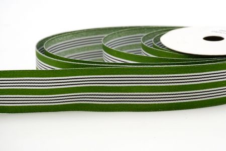Πράσινη Γκροσγκρέν Κορδέλα με Μεσαίες Ρίγες_K1760-580